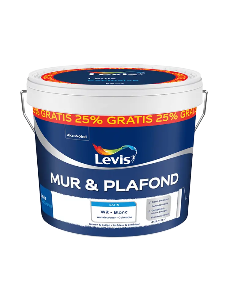 Levis Mur & Plafond Blanc Satin 10 L
