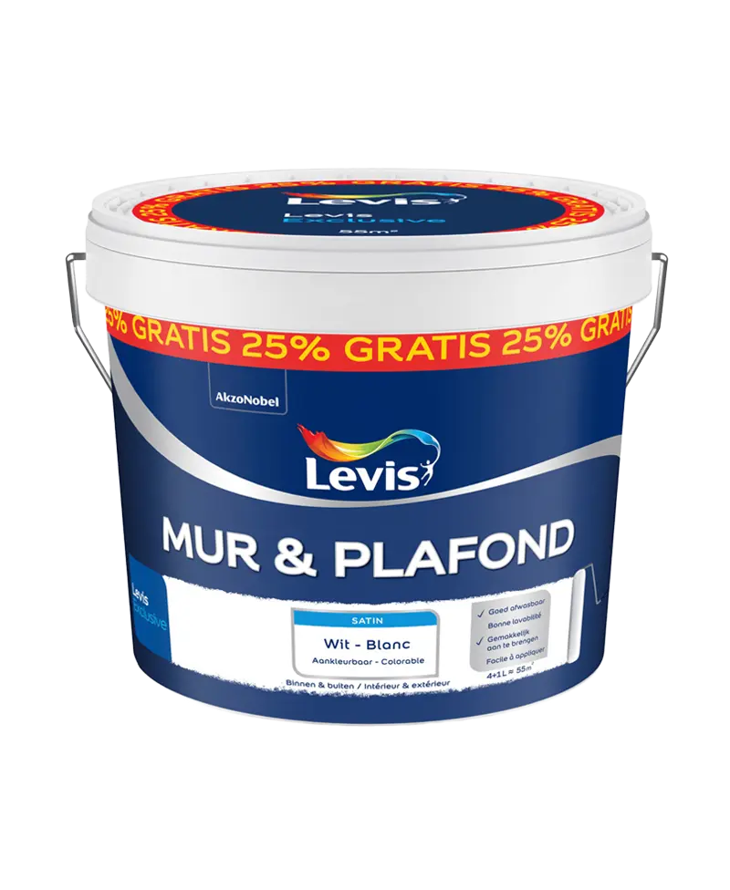 Levis Mur & Plafond Blanc Satin 10 L