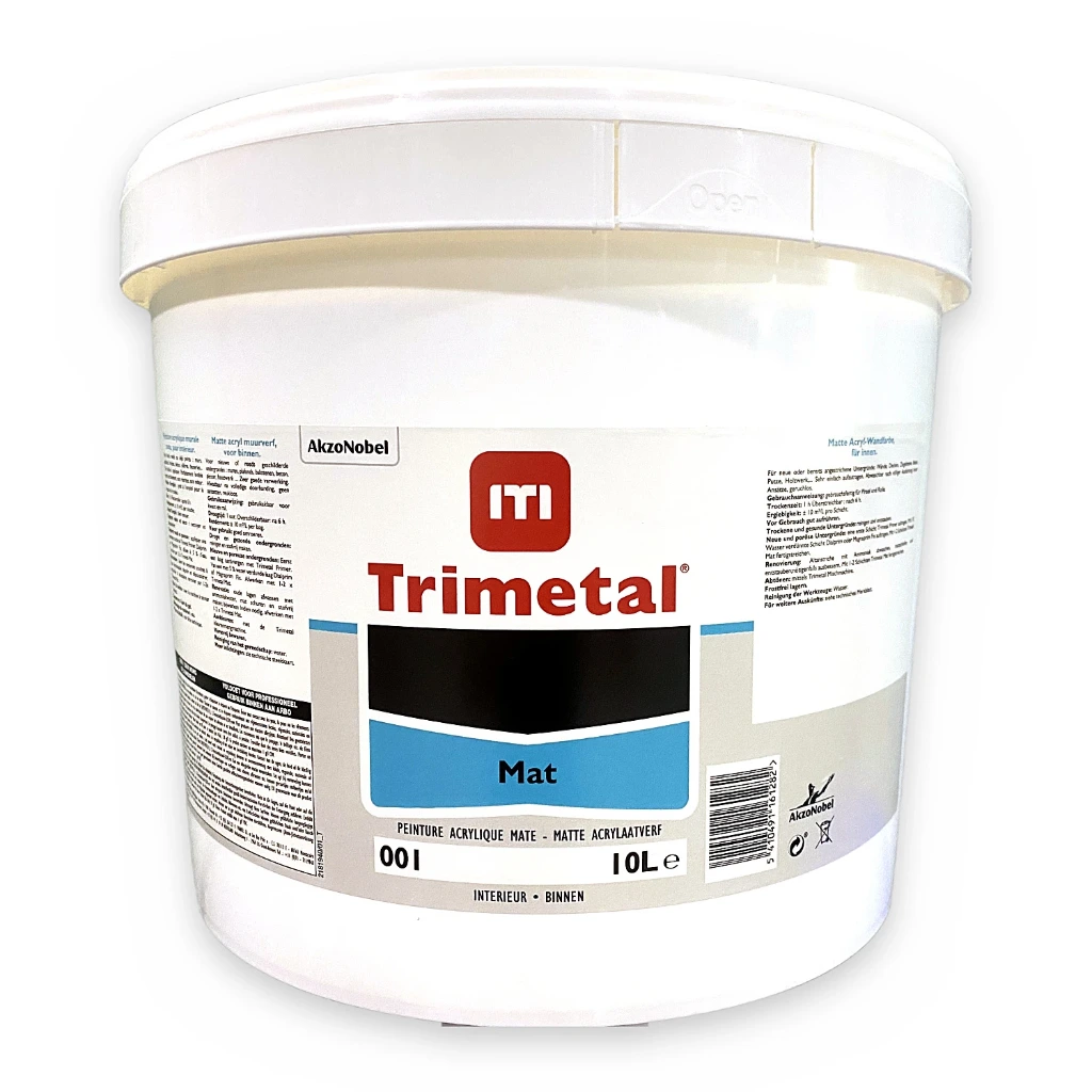 Trimetal Mat Blanc 001 – Peinture acrylique mate intérieur – 10 L